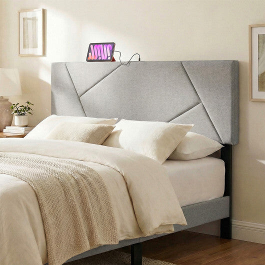 Headboard for Full Size Bed and Queen Geometric Upholstered Head Board-Gray LuxuryLifeWay Online Store