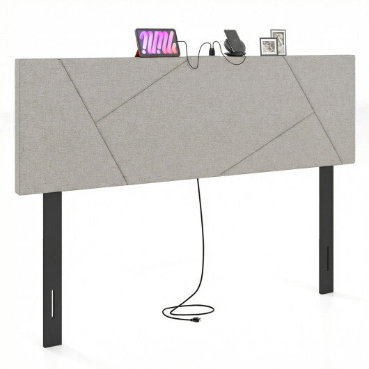 Headboard for Full Size Bed and Queen Geometric Upholstered Head Board-Gray LuxuryLifeWay Online Store