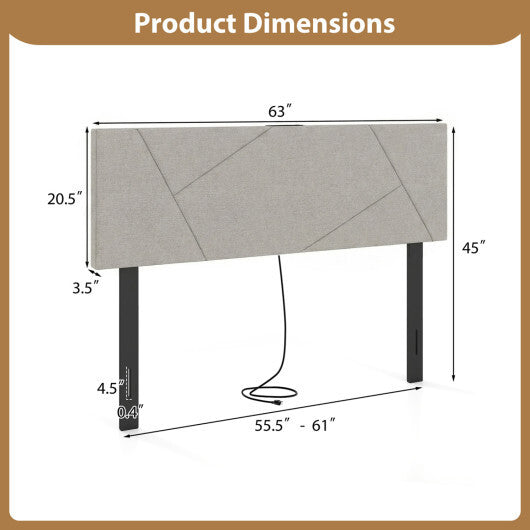 Headboard for Full Size Bed and Queen Geometric Upholstered Head Board-Gray LuxuryLifeWay Online Store