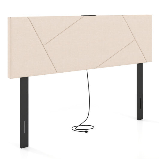 Headboard for Full Size Bed and Queen Geometric Upholstered Head Board-Gray LuxuryLifeWay Online Store