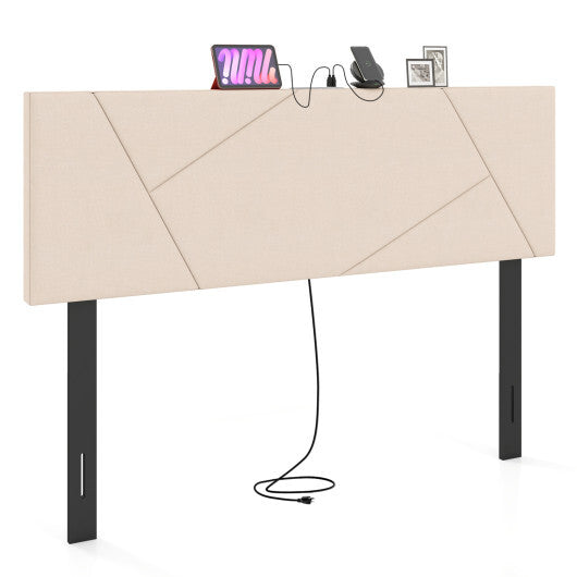 Headboard for Full Size Bed and Queen Geometric Upholstered Head Board-Gray LuxuryLifeWay Online Store