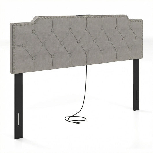 Headboard for Queen and Full Size Bed Rivet Tufted Upholstered Head Board-Gray LuxuryLifeWay Online Store