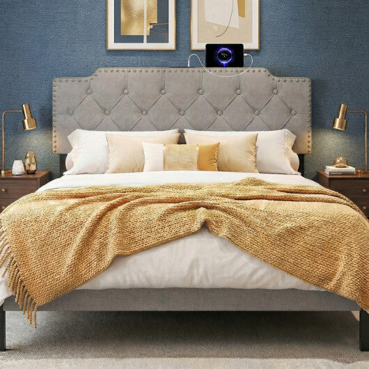 Headboard for Queen and Full Size Bed Rivet Tufted Upholstered Head Board-Gray LuxuryLifeWay Online Store