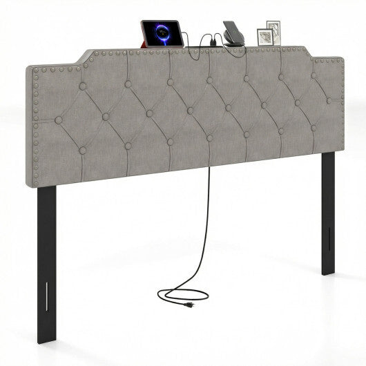 Headboard for Queen and Full Size Bed Rivet Tufted Upholstered Head Board-Gray LuxuryLifeWay Online Store