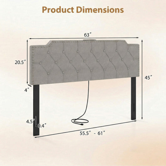 Headboard for Queen and Full Size Bed Rivet Tufted Upholstered Head Board-Gray LuxuryLifeWay Online Store