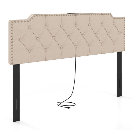 Headboard for Queen and Full Size Bed Rivet Tufted Upholstered Head Board-Gray LuxuryLifeWay Online Store