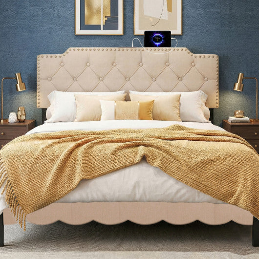 Headboard for Queen and Full Size Bed Rivet Tufted Upholstered Head Board-Gray LuxuryLifeWay Online Store