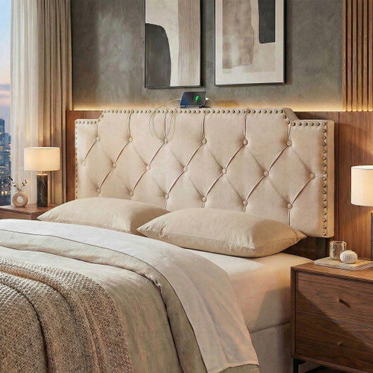 Headboard for Queen and Full Size Bed Rivet Tufted Upholstered Head Board-Gray LuxuryLifeWay Online Store