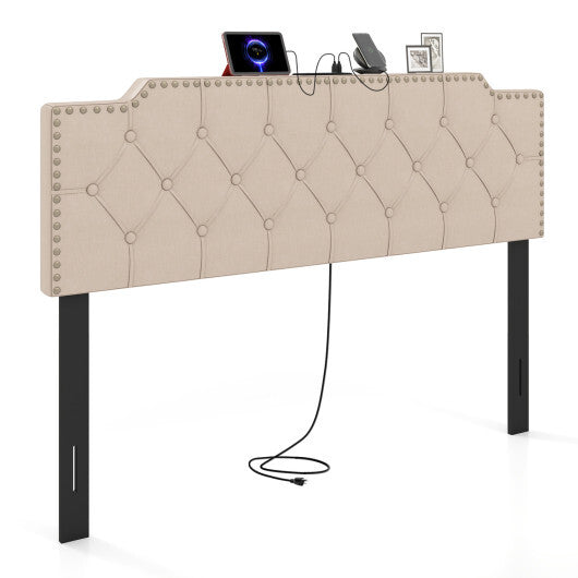 Headboard for Queen and Full Size Bed Rivet Tufted Upholstered Head Board-Gray LuxuryLifeWay Online Store
