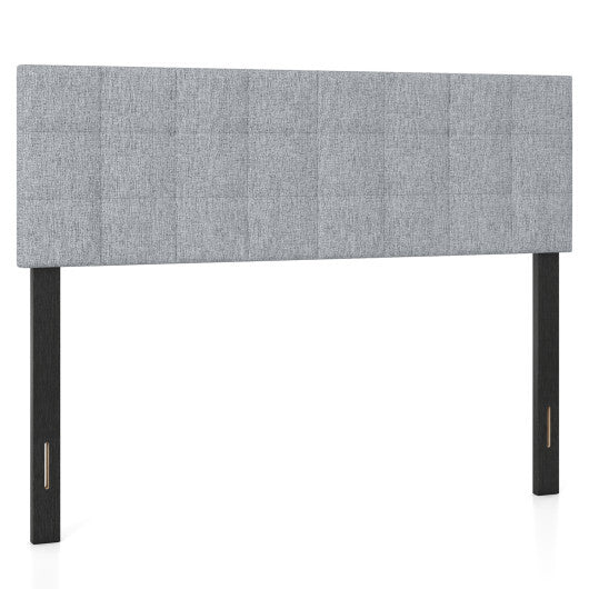 Upholstered Headboard Queen/Full Size Quilted Grid Linen Fabric Bed Frame Mount Panel-Gray LuxuryLifeWay Online Store