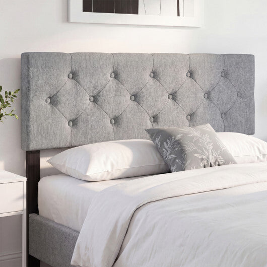 Upholstered Headboard Queen/Full Size Tufted Linen Fabric Bed Frame Mount Panel-Gray LuxuryLifeWay Online Store
