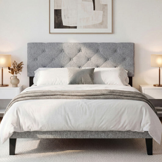 Upholstered Headboard Queen/Full Size Tufted Linen Fabric Bed Frame Mount Panel-Gray LuxuryLifeWay Online Store