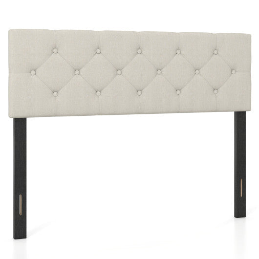 Upholstered Headboard Queen/Full Size Tufted Linen Fabric Bed Frame Mount Panel-Gray LuxuryLifeWay Online Store