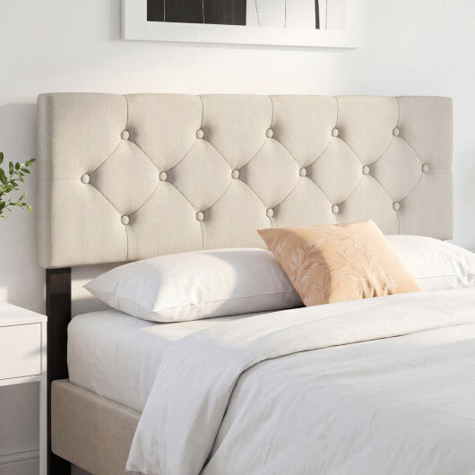 Upholstered Headboard Queen/Full Size Tufted Linen Fabric Bed Frame Mount Panel-Gray LuxuryLifeWay Online Store