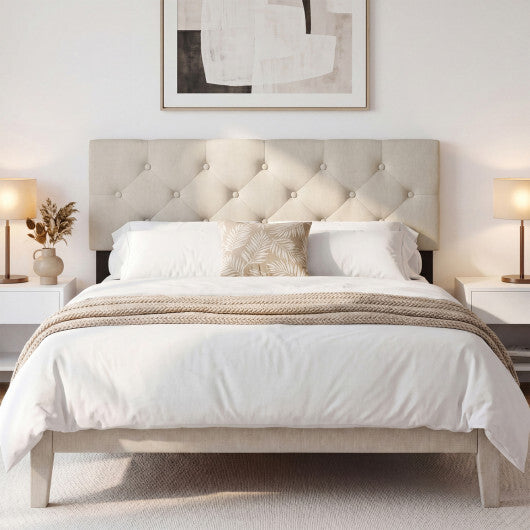 Upholstered Headboard Queen/Full Size Tufted Linen Fabric Bed Frame Mount Panel-Gray LuxuryLifeWay Online Store