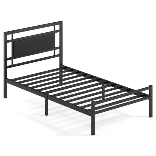Metal Bed Frame with Upholstered Headboard-Twin Size LuxuryLifeWay Online Store
