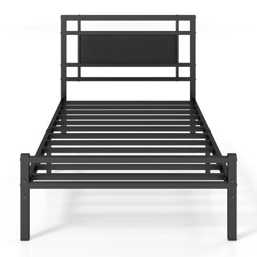 Metal Bed Frame with Upholstered Headboard-Twin Size LuxuryLifeWay Online Store