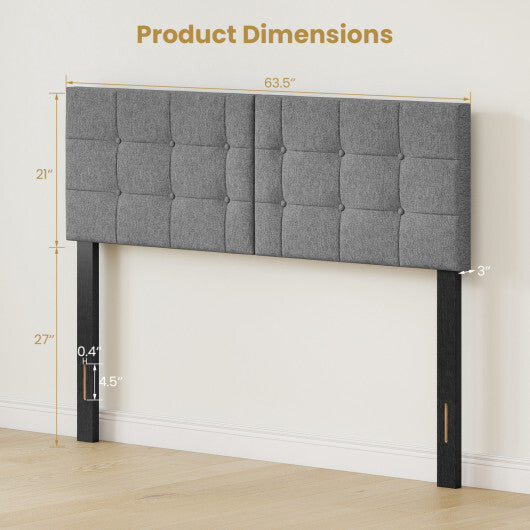 Upholstered Headboard with Adjustable Width for Full/Queen Size Beds-Dark Gray LuxuryLifeWay Online Store