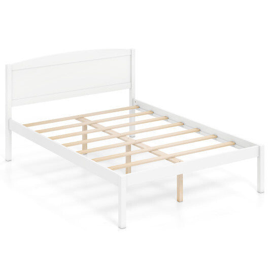 Full Size Wooden Platform Bed Frame with Curved Headboard-Walnut LuxuryLifeWay Online Store