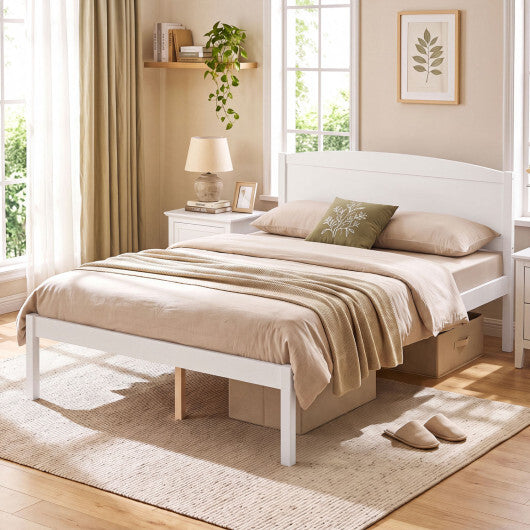 Full Size Wooden Platform Bed Frame with Curved Headboard-Walnut LuxuryLifeWay Online Store