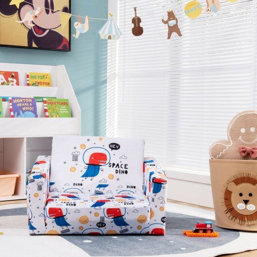 2-in-1 Convertible Kids Sofa with Velvet Fabric-White - Color: White LuxuryLifeWay Online Store