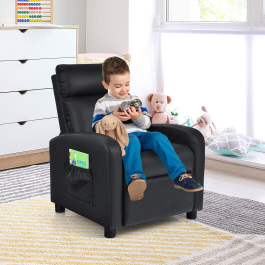 Ergonomic PU Leather Kids Recliner Lounge Sofa for 3-12 Age Group-Pink LuxuryLifeWay Online Store