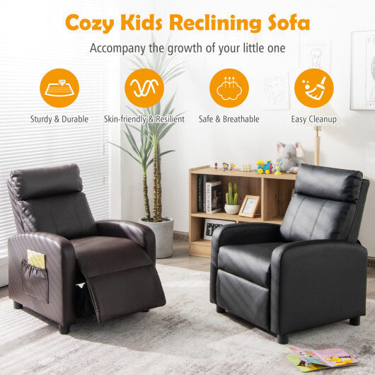 Ergonomic PU Leather Kids Recliner Lounge Sofa for 3-12 Age Group-Pink LuxuryLifeWay Online Store