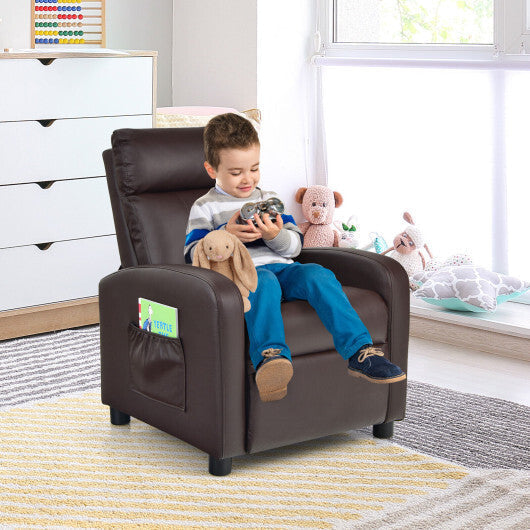 Ergonomic PU Leather Kids Recliner Lounge Sofa for 3-12 Age Group-Pink LuxuryLifeWay Online Store