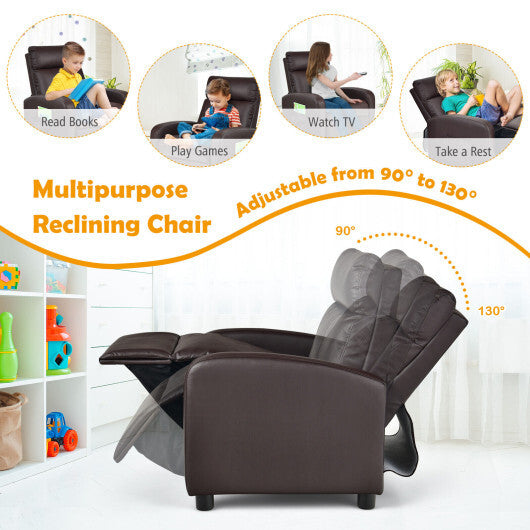 Ergonomic PU Leather Kids Recliner Lounge Sofa for 3-12 Age Group-Pink LuxuryLifeWay Online Store