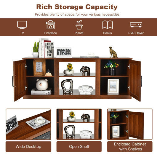 58 Inch TV Stand with 1500W Faux Fireplace for TVs up to 65 Inch-Natural LuxuryLifeWay Online Store