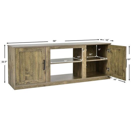 58 Inch TV Stand with 1500W Faux Fireplace for TVs up to 65 Inch-Natural LuxuryLifeWay Online Store