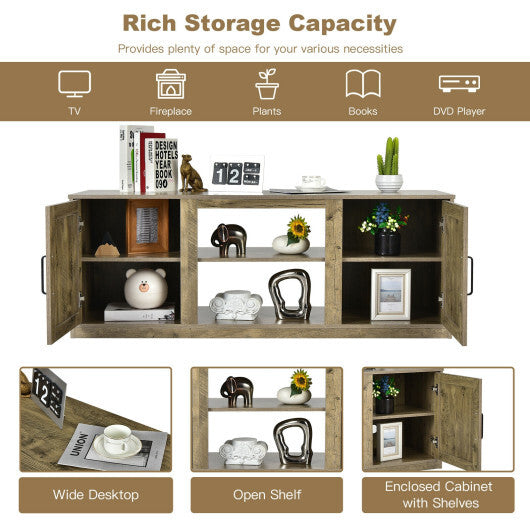 58 Inch TV Stand with 1500W Faux Fireplace for TVs up to 65 Inch-Natural LuxuryLifeWay Online Store