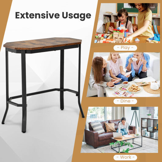 Narrow End Table with Rustic Wood Grain and Stable Steel Frame-Rustic Brown LuxuryLifeWay Online Store