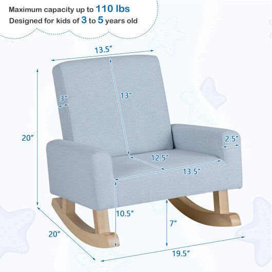 Kids Rocking Chair with Solid Wood Legs-Blue LuxuryLifeWay Online Store