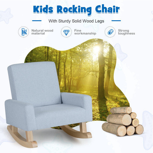 Kids Rocking Chair with Solid Wood Legs-Blue LuxuryLifeWay Online Store