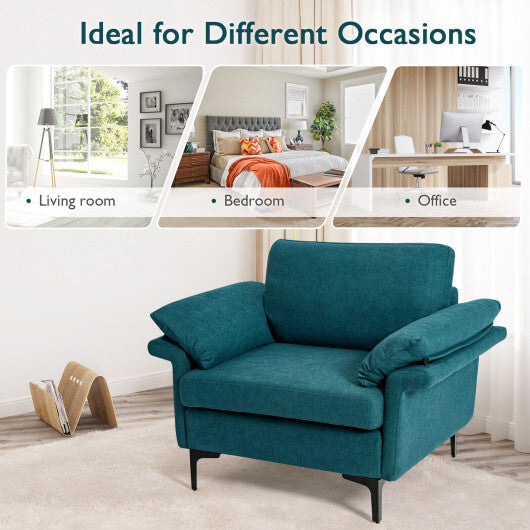 Modern Fabric Accent Armchair with Original Distributed Spring and Armrest Cushions-Gray LuxuryLifeWay Online Store