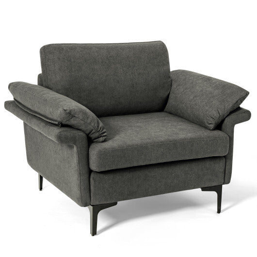 Modern Fabric Accent Armchair with Original Distributed Spring and Armrest Cushions-Gray LuxuryLifeWay Online Store