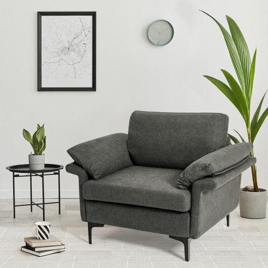 Modern Fabric Accent Armchair with Original Distributed Spring and Armrest Cushions-Gray LuxuryLifeWay Online Store