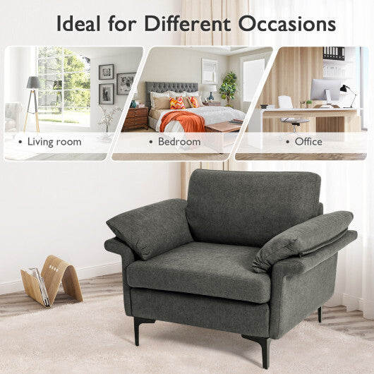 Modern Fabric Accent Armchair with Original Distributed Spring and Armrest Cushions-Gray LuxuryLifeWay Online Store