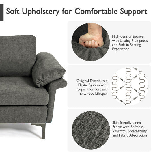 Modern Fabric Accent Armchair with Original Distributed Spring and Armrest Cushions-Gray LuxuryLifeWay Online Store