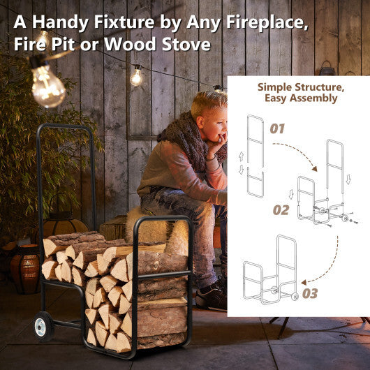 Firewood Log Cart Carrier with Anti-Slip and Wear-Resistant Wheels LuxuryLifeWay Online Store
