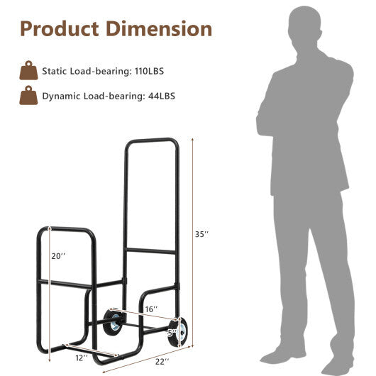 Firewood Log Cart Carrier with Anti-Slip and Wear-Resistant Wheels LuxuryLifeWay Online Store
