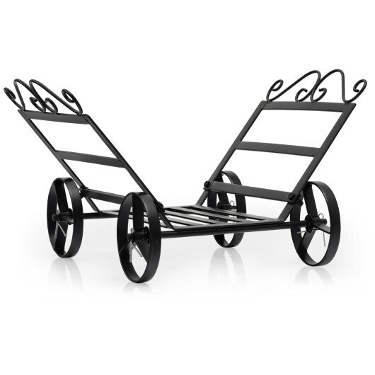 Firewood Rack Decorative Rustproof Steel Fireplace Log Holder with Wheels - Color: Black LuxuryLifeWay Online Store