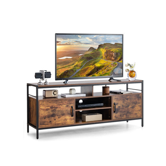 58 Inch Industrial TV Stand with Cabinets and Adjustable Shelf for TVs up to 65 Inch-Rustic Brwon LuxuryLifeWay Online Store
