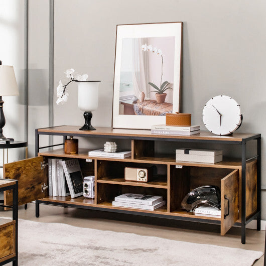 58 Inch Industrial TV Stand with Cabinets and Adjustable Shelf for TVs up to 65 Inch-Rustic Brwon LuxuryLifeWay Online Store