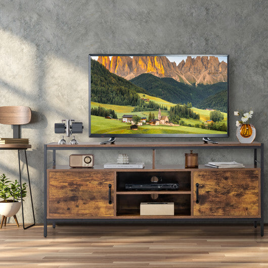 58 Inch Industrial TV Stand with Cabinets and Adjustable Shelf for TVs up to 65 Inch-Rustic Brwon LuxuryLifeWay Online Store