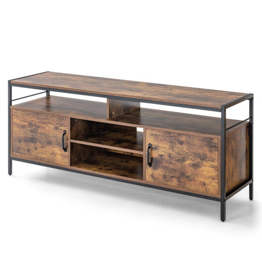 58 Inch Industrial TV Stand with Cabinets and Adjustable Shelf for TVs up to 65 Inch-Rustic Brwon LuxuryLifeWay Online Store