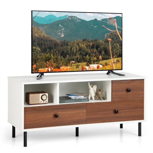 Mid-Century TV Stand for 50-inch TVs with 2 Cubbies and 3 Drawers LuxuryLifeWay Online Store