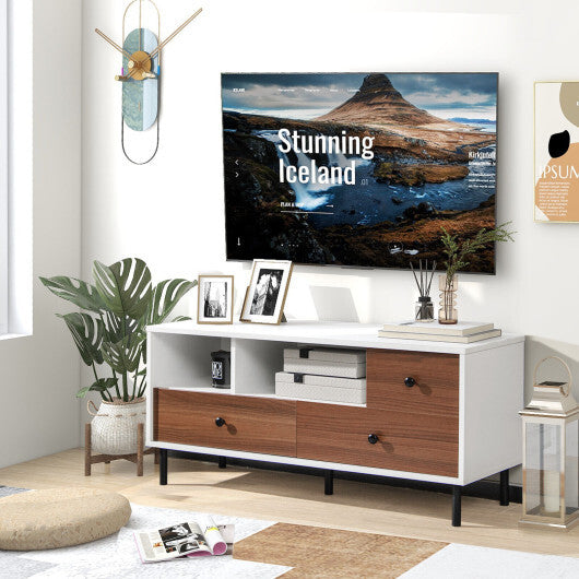 Mid-Century TV Stand for 50-inch TVs with 2 Cubbies and 3 Drawers LuxuryLifeWay Online Store