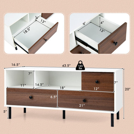 Mid-Century TV Stand for 50-inch TVs with 2 Cubbies and 3 Drawers LuxuryLifeWay Online Store